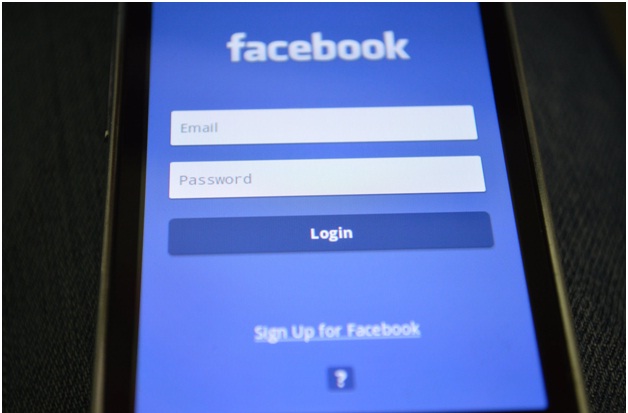 Facebook login screen on an iPhone